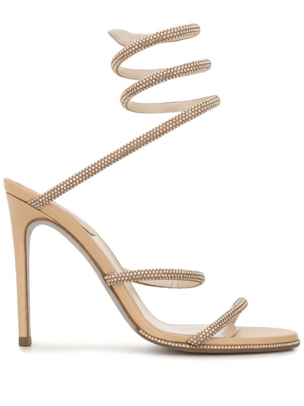 René Caovilla Neutral Cleo 115 Crystal Embellished Sandals | Browns Sandals