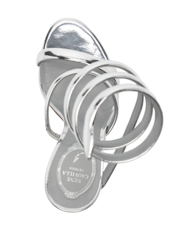 René Caovilla Silver Cleo 105 Leather Sandals | Browns Sandals