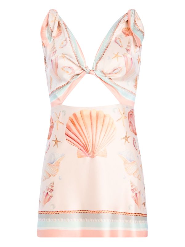 Retrofete Icelyn shell-print knot-front mini dress | Browns Sundresses