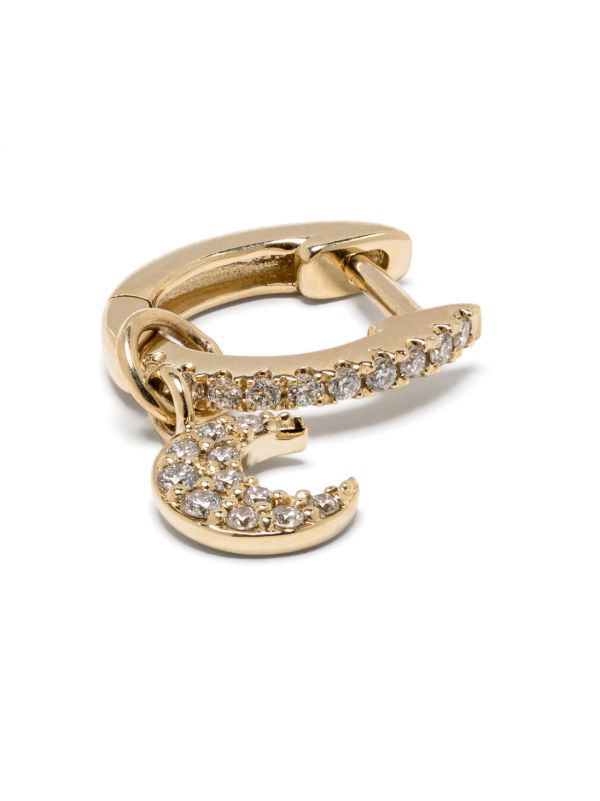 Roxanne First 14K Yellow Gold Sapphire Moon Hoop Earring | Browns Earrings