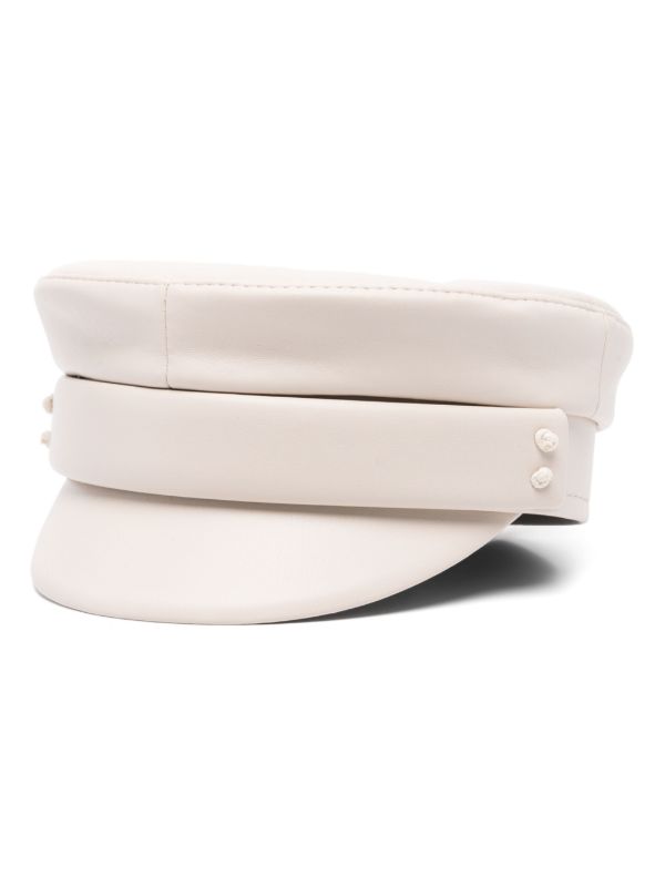 Ruslan Baginskiy Neutral Faux-Leather Baker Boy Cap | Browns Hats