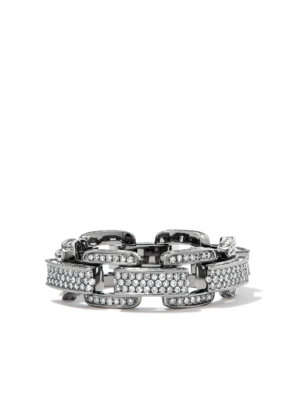 SHAY 18K Black Gold Deco Link Chain Diamond Ring | Browns Rings