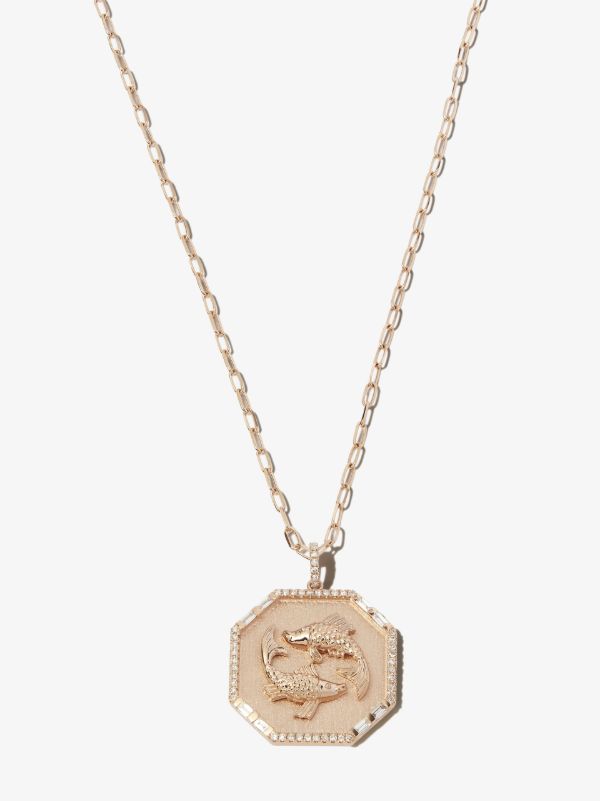 SHAY 18K rose gold pisces pendant diamond necklace | Browns Fine Necklaces
