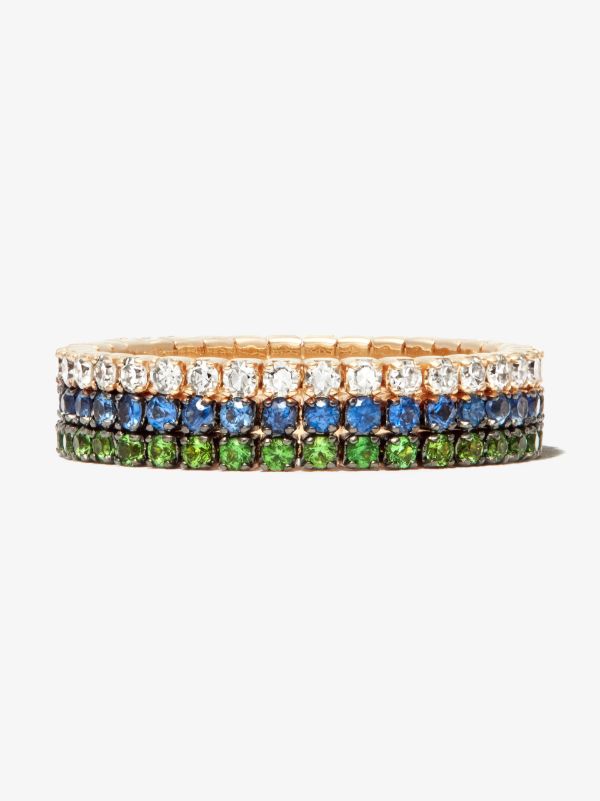 SHAY 18K Yellow Gold Triple Thread Stack Garnet Sapphire Diamond Ring | Browns Fine Rings