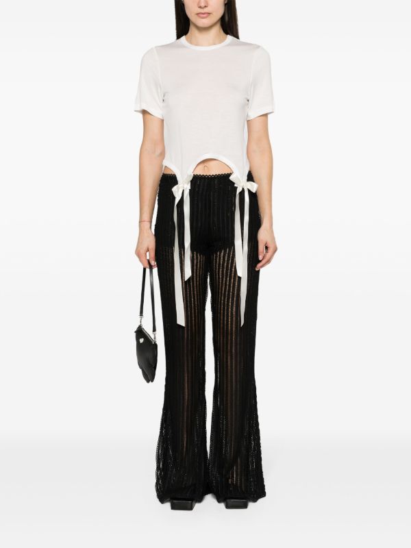 Simone Rocha White Bow-Embellished Cotton T-shirt | Browns T-Shirts & Jersey Shirts
