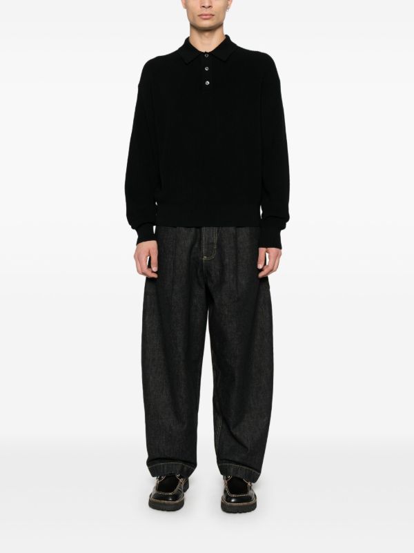 Studio Nicholson Blue Cotton Polo Sweater | Browns Polo Shirts