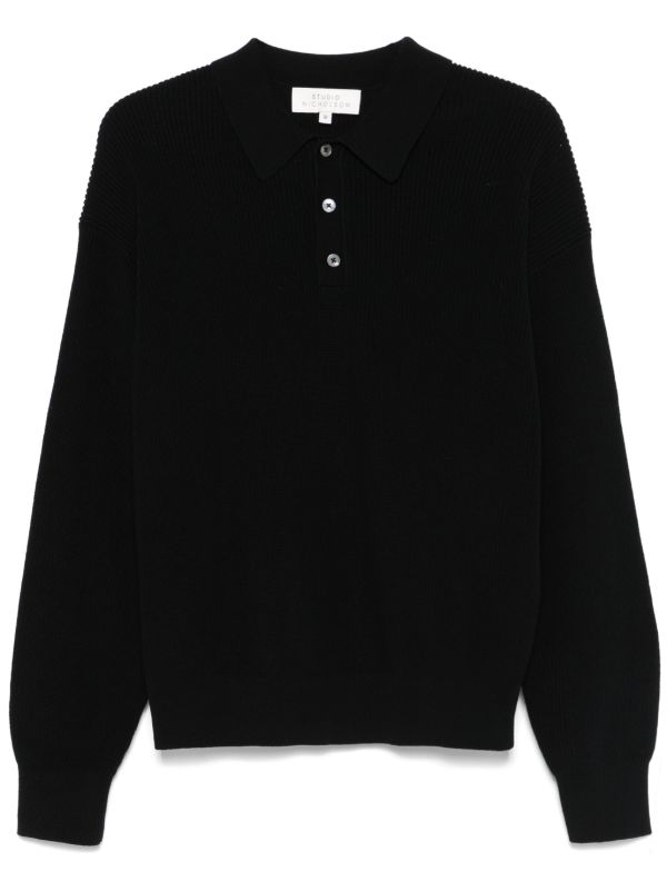 Studio Nicholson Blue Cotton Polo Sweater | Browns Polo Shirts