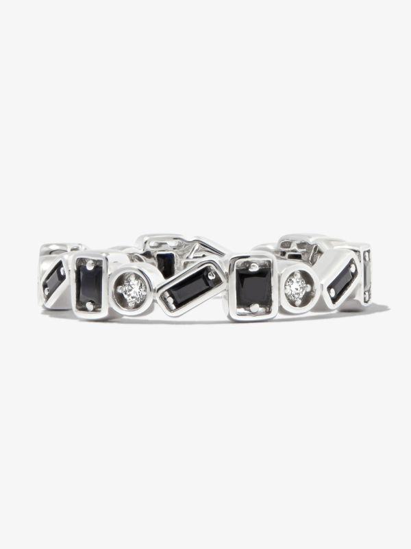 Suzanne Kalan 18kt White Gold Inlay Zigzag Sapphire Eternity Band Ring | Browns Rings