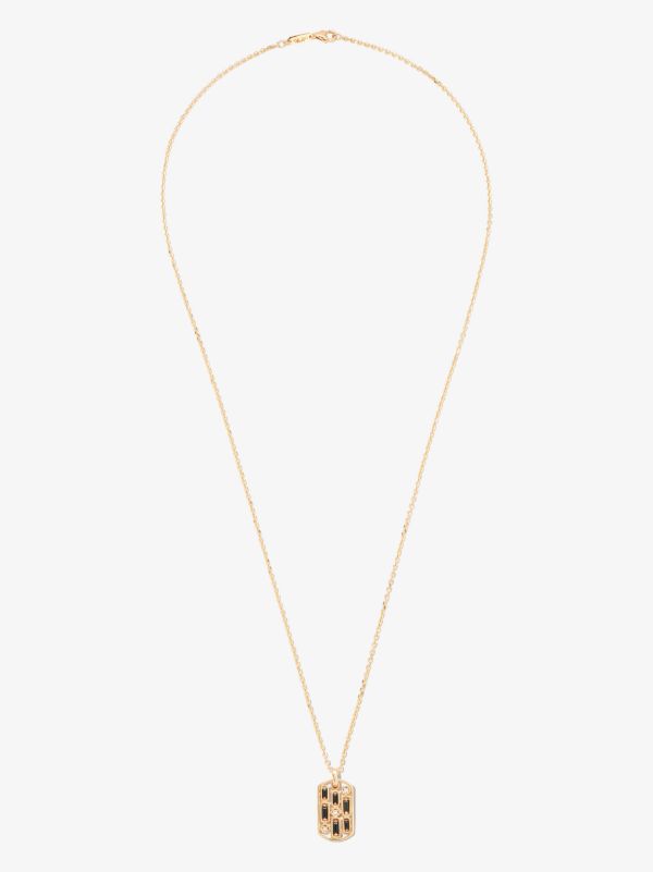 Suzanne Kalan 18kt Yellow Gold Inlay Sapphire Dog Tag Pendant Necklace | Browns Necklaces