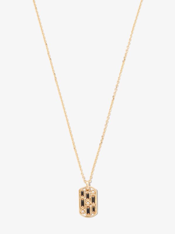 Suzanne Kalan 18kt yellow gold Inlay sapphire dog tag pendant necklace | Browns Necklaces