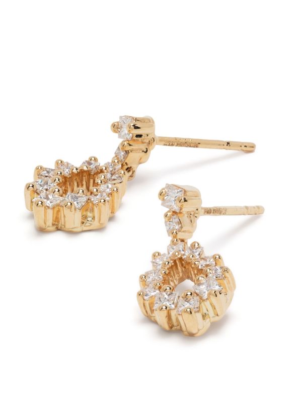 Suzanne Kalan 18kt Yellow Gold Princess Diamond Pear Drop Earrings | Browns Fine Earrings