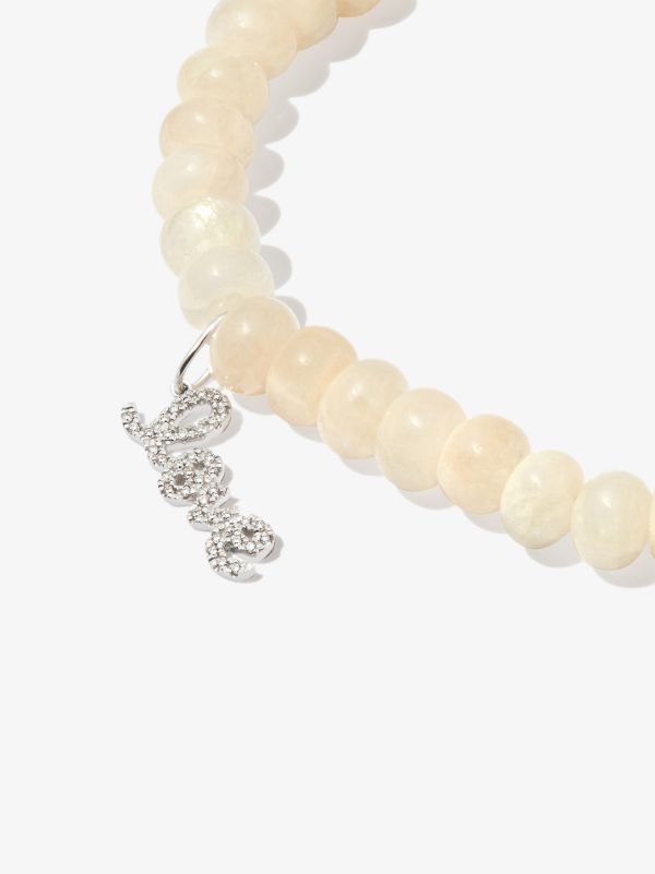 Sydney Evan 14K White Gold Love Script Beaded Diamond Bracelet | Browns Bracelets