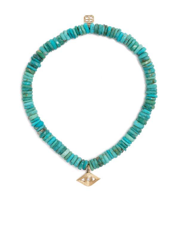 Sydney Evan 14K yellow gold Evil Eye turqoise and diamond bracelet | Browns Bracelets