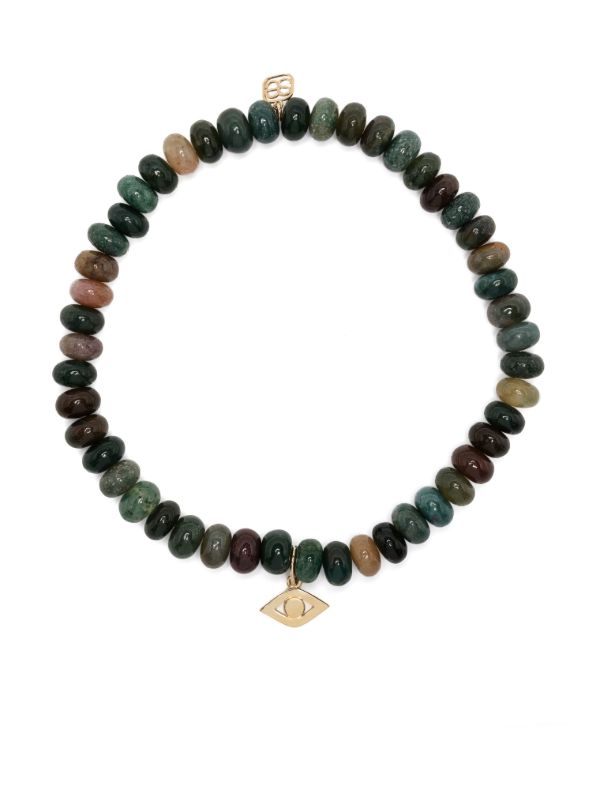 Sydney Evan 14K yellow gold Medium Evil Eye agate bracelet | Browns Bracelets