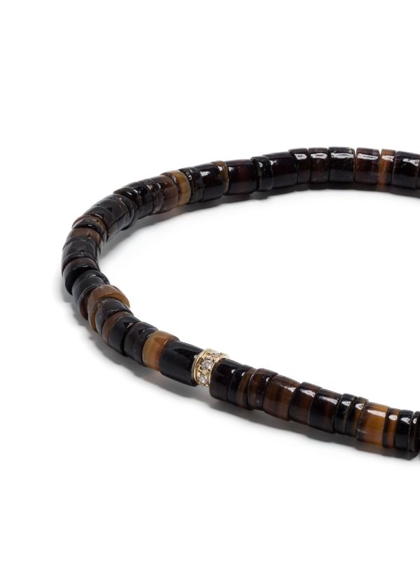 Sydney Evan 14K Yellow Gold Rondelle Tiger's Eye And Diamond Bracelet | Browns Bracelets