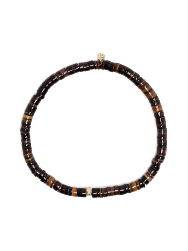 Sydney Evan 14K yellow gold Rondelle tiger's eye and diamond bracelet | Browns Bracelets