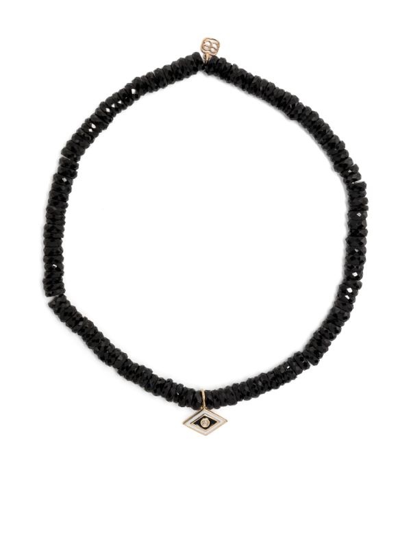 Sydney Evan 14K yellow gold Tiny Groovy Eye onyx and diamond bracelet | Browns Bracelets