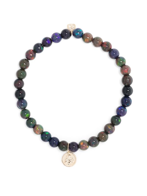 Sydney Evan 14K Yellow Gold Tiny Sitting Buddha Opal Beaded Bracelet | Browns Bracelets