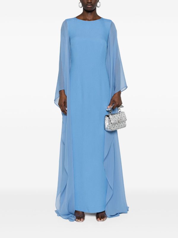 Taller Marmo Blue Draped-Sleeve Gown | Browns Evening Dresses