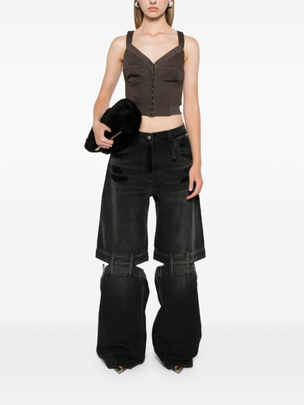 The Attico Black Ashton Cut-Out Wide Jeans | Browns Wide-Leg Jeans