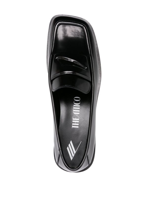 The Attico Black High-Shine Leather Loafers | Browns Loafers