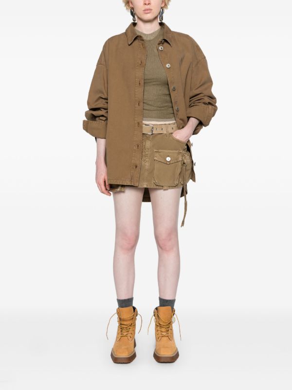 The Attico Green Cotton Cargo Mini Skirt | Browns Fitted Skirts