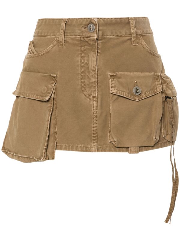 The Attico Green Cotton Cargo Mini Skirt | Browns Fitted Skirts