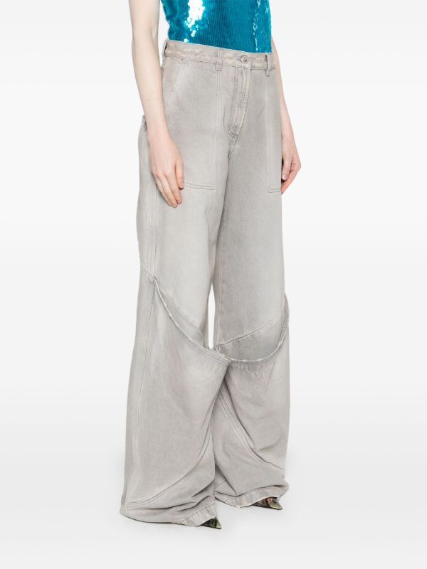 The Attico Grey Mid-rise Wide-leg Jeans | Browns Wide-Leg Jeans