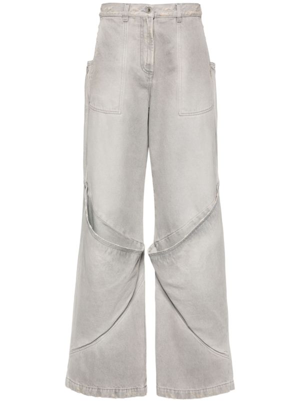 The Attico grey mid-rise wide-leg jeans | Browns Wide-Leg Jeans