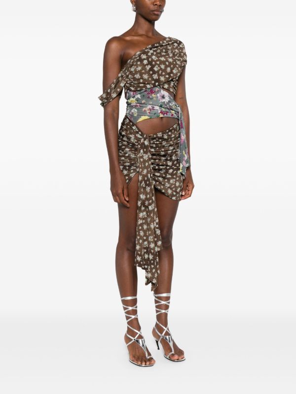 The Attico One-shoulder Patchwork Mini Dress | Browns Cocktail & Party Dresses