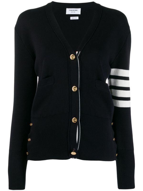 Thom Browne Blue 4-Bar Cotton Cardigan | Browns Cardigans