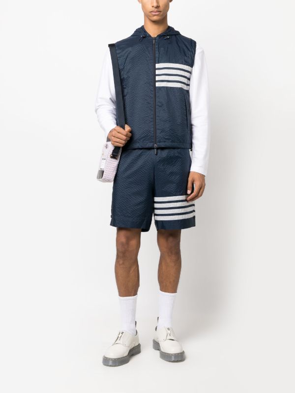 Thom Browne Blue 4-Bar Stripe Ripstop Track Shorts | Browns Track & Running Shorts