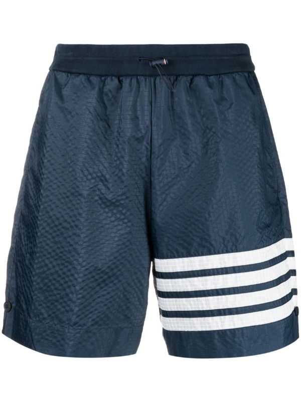 Thom Browne Blue 4-Bar Stripe Ripstop Track Shorts | Browns Track & Running Shorts