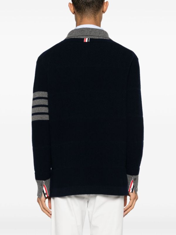 Thom Browne Blue 4-Bar Virgin Wool Polo Shirt | Browns Polo Shirts