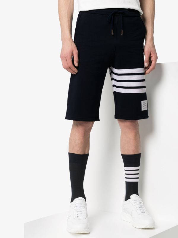 Thom Browne Blue Engineered 4-Bar Stripe Jersey Track Shorts | Browns Track & Running Shorts