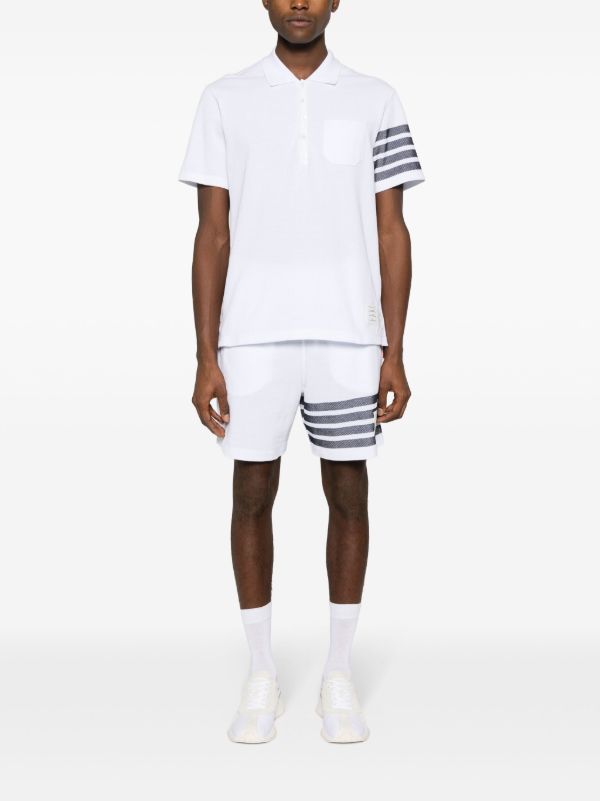 Thom Browne White 4-Bar Cotton Polo Shirt | Browns Polo Shirts