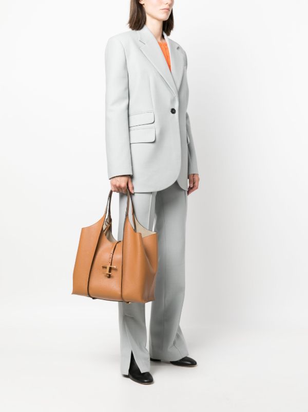 Tod's Brown T Timeless Medium Leather Tote Bag | Browns Tote Bags