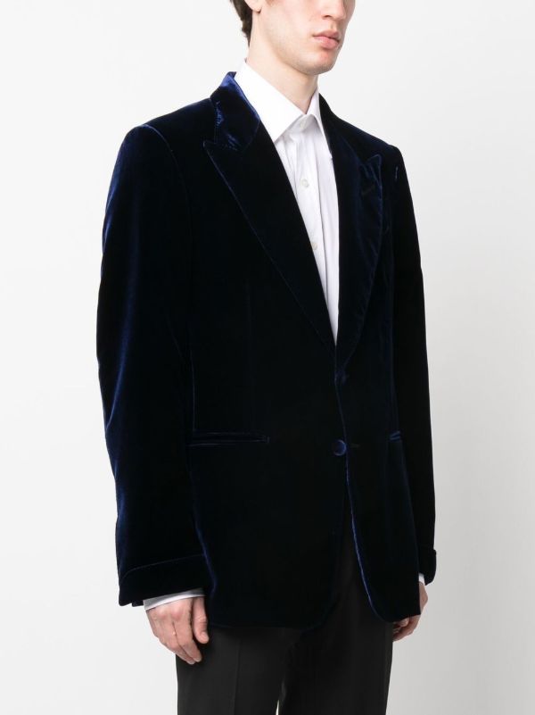 TOM FORD Blue Single-breasted Velvet Blazer | Browns Suit Jackets