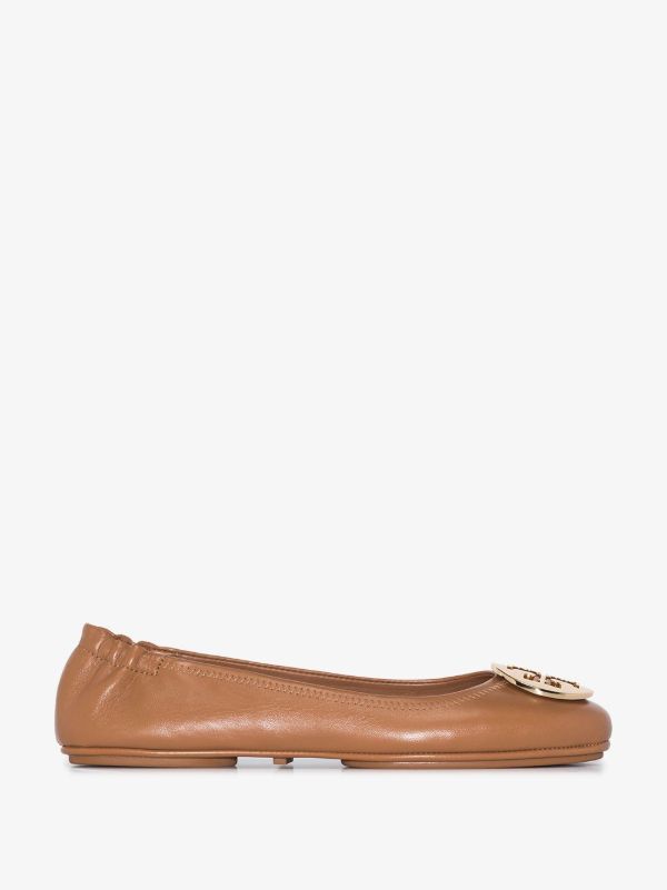 Tory Burch brown Minnie travel ballet pumps | Browns Ballerina Shoes