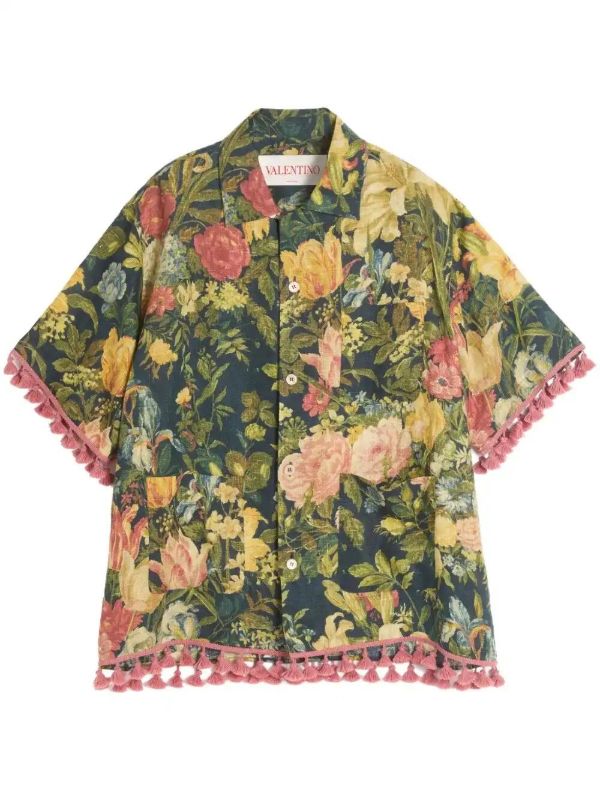Valentino Garavani Apres L'Hiver linen bowling shirt | Browns Shirts