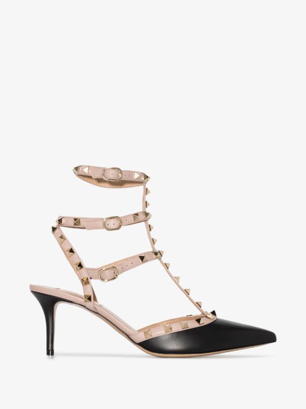 Valentino Garavani black and neutral Rockstud 65 leather pumps | Browns Pumps