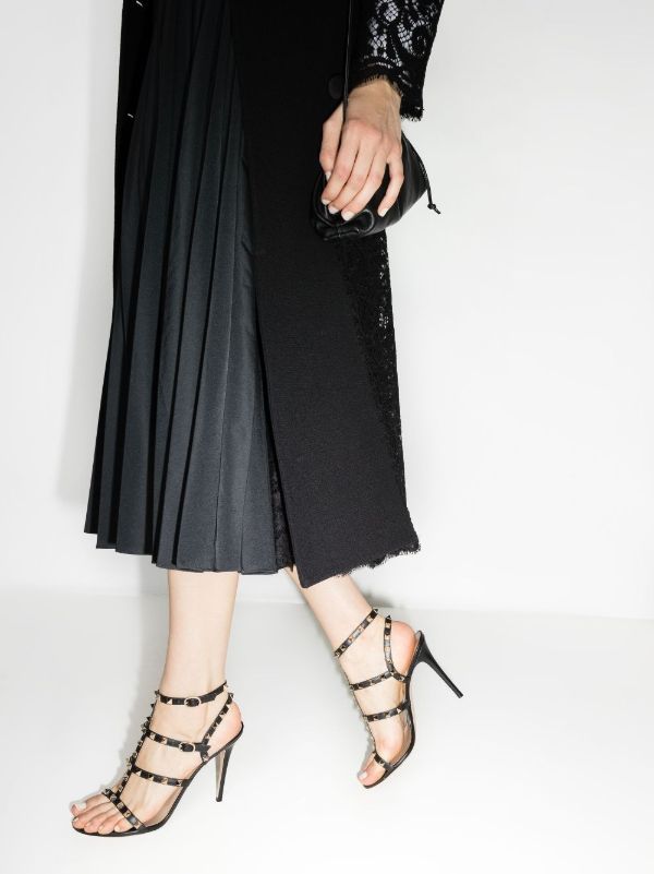 Valentino Garavani Black Rockstud 110 Leather Sandals | Browns Sandals