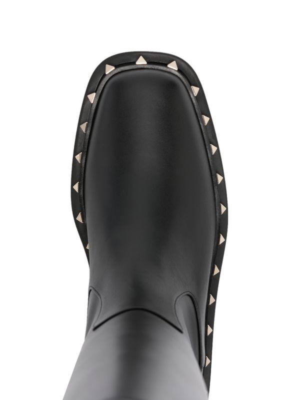 Valentino Garavani Black Rockstud 30 Knee-high Leather Boots | Browns Boots