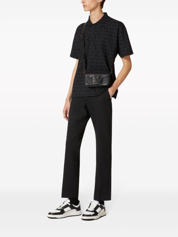 Valentino Garavani Black Toile Iconographe Polo Shirt | Browns Polo Shirts