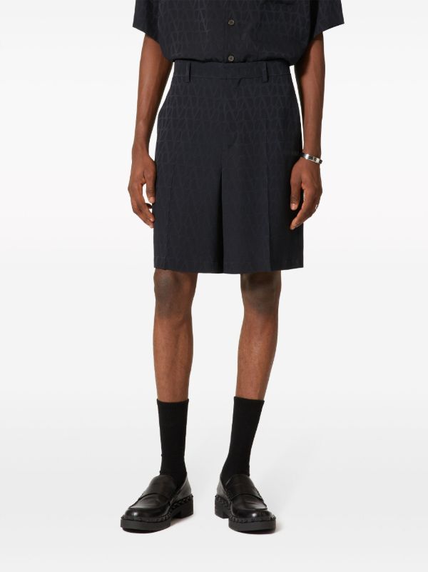 Valentino Garavani Black Toile Iconographe Silk Shorts | Browns Khaki Shorts