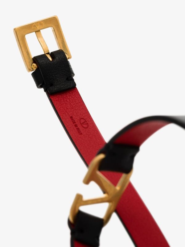 Valentino Garavani Black VLogo Leather Wrap Bracelet | Browns Bracelets