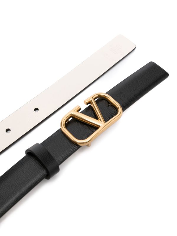 Valentino Garavani Black VLogo Signature Reversible Leather Belt | Browns Belts
