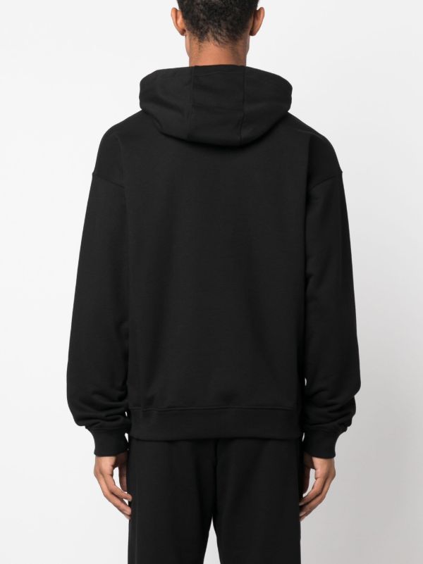 Versace Black Logo-Embroidered Cotton Hoodie | Browns Hoodies