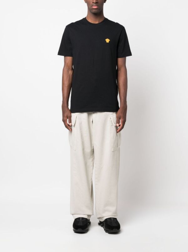 Versace Black Medusa Embroidered Cotton T-shirt | Browns T-Shirts