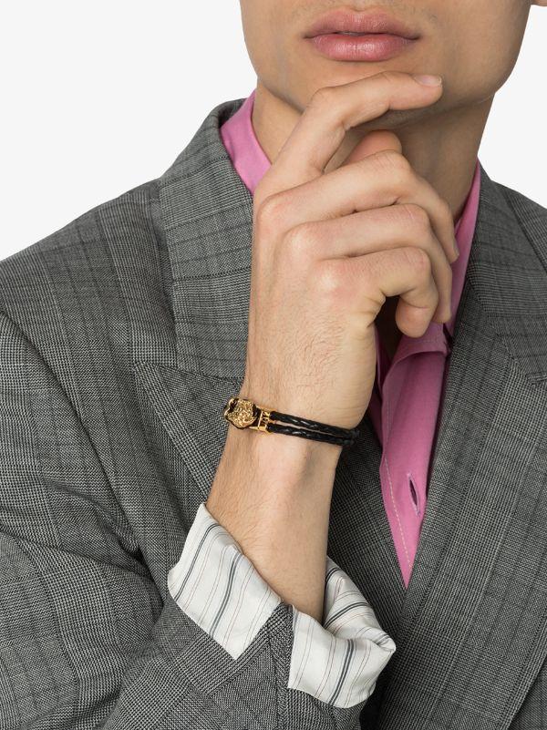 Versace Black Medusa Leather Bracelet | Browns Bracelets
